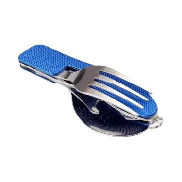 Imagem de Canivete Dobrável 4 Em 1 De Aço Inoxidável Com Garfo E Colher Para Cam