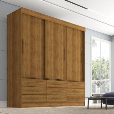 Imagem de Guarda Roupa Casal 3 Portas 9 Gavetas Luana Sallêto Móveis Cinamomo