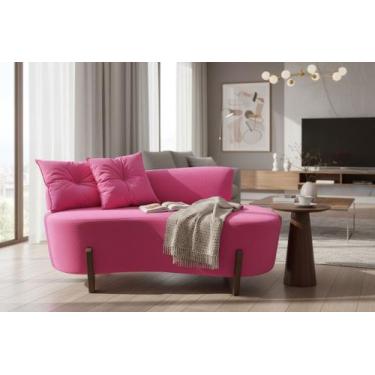 Imagem de Namoradeira Sofá Feijão Luna 130cm Orgânica Couro Rosa Pink - Mazzero 