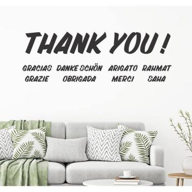 Imagem de Adesivo Decorativo De Sala Palavra Inglês Obrigado Thank You