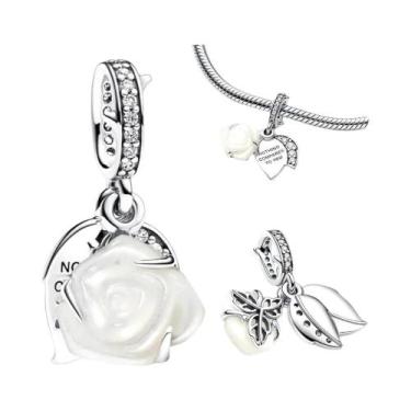 Imagem de Colar E Brincos Femininos De Prata Esterlina 925 Com Pingente Grande R