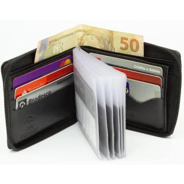 Imagem de Carteira Com Ziper Masculina Couro Porta Cartão cnh cédulas ref. 830 -