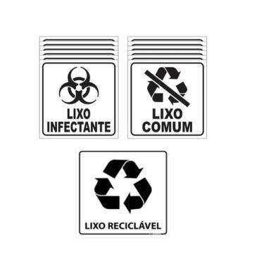 Imagem de Adesivos Seletiva de Lixo para Clínicas Consultórios Kit 9un - 3i