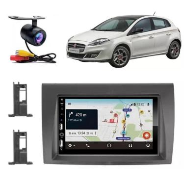 Imagem de Central Multimídia 2 Din Carplay Android Auto Fiat Bravo Moldura + Câmera Pt Fosco