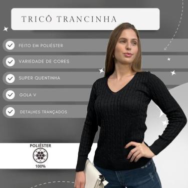 Imagem de Kit 2 Blusas Manga Longa Feminina Trico Modal Trança Inverno - GIP, Ch