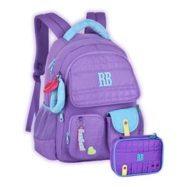 Imagem de Kit Rebecca Bonbon Mochila Matelassê e Estojo Box Escolar, Lilás