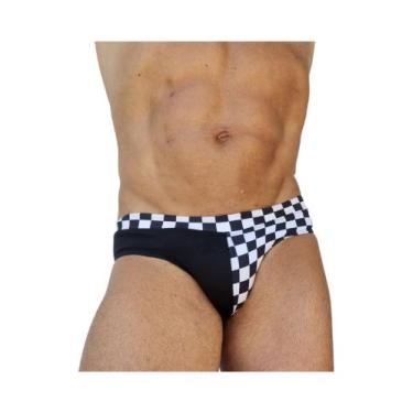 Imagem de Sunga slip xadrez quadriculado preto e branco - AA COLLECTION CURITIBA