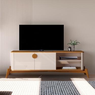 Imagem de Rack para TV ate 60 Polegadas 2 Portas com Pes de Madeira Em MDF Buriti JB Moveis