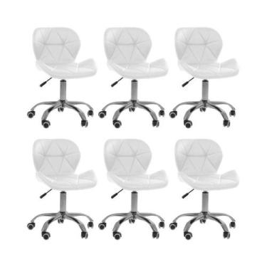 Imagem de Kit 6 Cadeiras Office Eiffel Slim Ajustável Oficial Branco - Oficial W