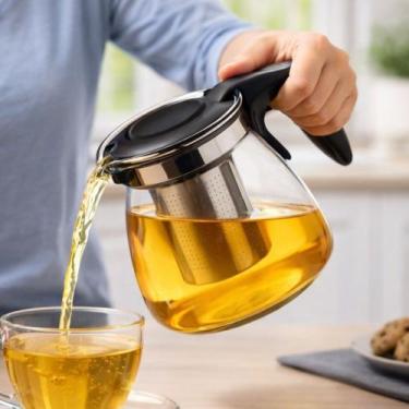 Imagem de Chaleira Bule Vidro Borossilicato 950ml Com Infusor Chá Café - Top Rio