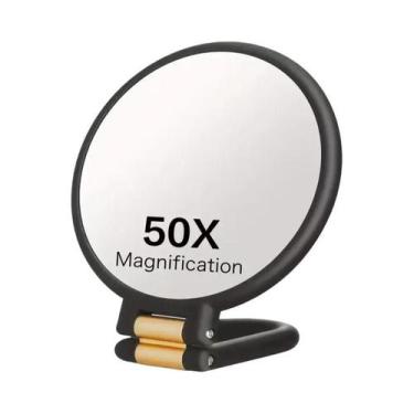 Imagem de Espelho De Maquiagem Portátil Dobrável Com Aumento De 50X, Dupla Face,
