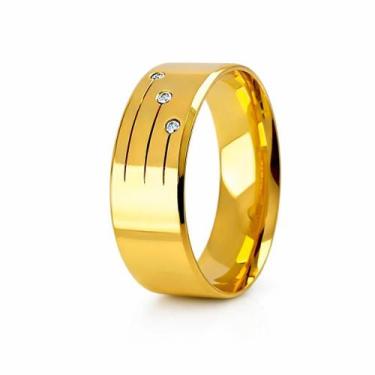 Imagem de Aliança em Ouro 18k 8,00 mm com 0,045 Cts de Diamante - Joia de Noivad