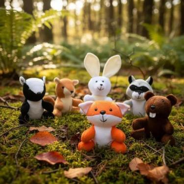 Imagem de Bichinhos de Pelúcias Safári no Bosque 6 Peças Gambá Castor Esquilo Ra