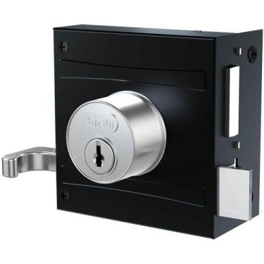 Imagem de Fechadura Jena 701-80 Preta Fosca Com Espelho Em Inox - 56317 - Stam -