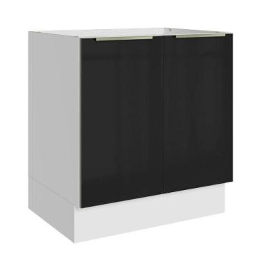 Imagem de Balcão De Cozinha 70 Cm 2 Portas (sem Tampo) Branco/preto Lux Madesa B