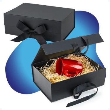 Imagem de Caixa De Presente Média Rígida 20x18x8cm C/ Laço Ímã Premium - Decore 