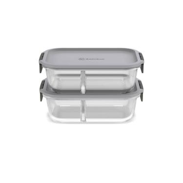 Imagem de Kit Marmiteira Lunch Box Electrolux Vidro Cinza Resistente a Temperatura 2 Unidades