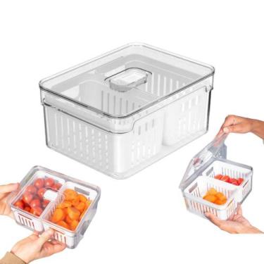 Imagem de Organizador Geladeira Legumes Frutas Cesto Duplo 2,2L Clear Fresh Ou