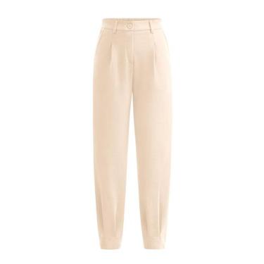 Imagem de Calça PRETTYGARDEN 2025 Cintura Alta Comprimento Tornozelo Bege XXL