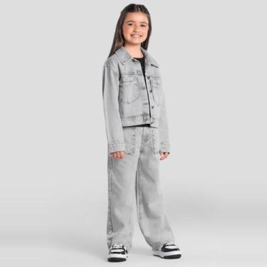 Imagem de Calça wide leg jeans infantil menina Brandili, 8, Azul