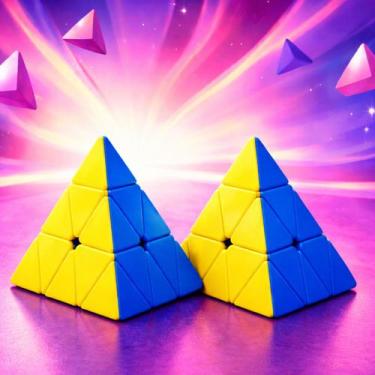 Imagem de Kit 2 Cubo Magico Piramide Brinquedo Infantil Divertido 7cm - 99 Toys