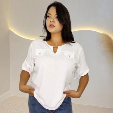 Imagem de Blusa Camisa Feminina Social Botões Manga 3/4 Formal Eloísa, Off white