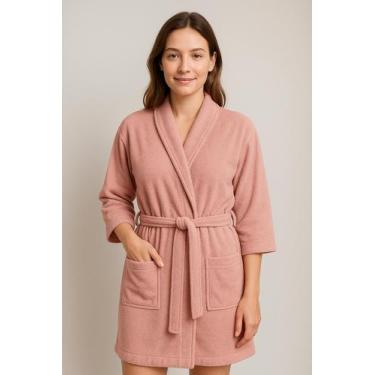 Imagem de Roupão Banho Atoalhado Feminino E Masculino 100 Algodão - Aconchego Ho