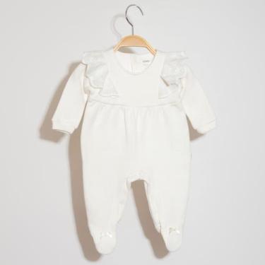 Imagem de Macacão Bebê Menina Tricot com Renda Floral Off White Bbeka, P