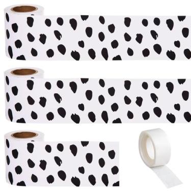 Imagem de Borda de quadro de avisos AWIZOM Painted Dots 99 pés preto e branco