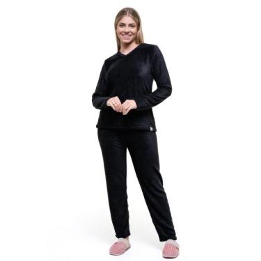 Imagem de Pijama Feminino Fleece Plush Pelinhos Quentinho Inverno Frio Neve Pelu