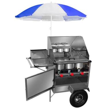 Imagem de Carrinho de Cachorro-Quente Simples Inox com Guarda-Sol SM08P-GS Cefaz