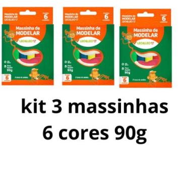 Imagem de Massinha de modelar 90g Cx C/6 Cores Pct c/3- LEONORA