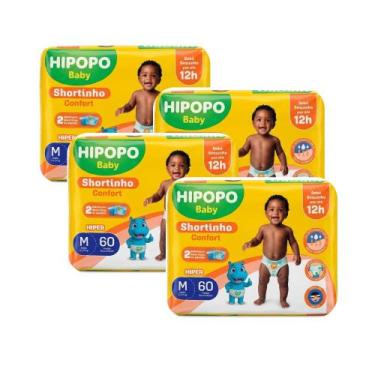 Imagem de Kit c/4un fralda calça hipopó tam m 60un cada