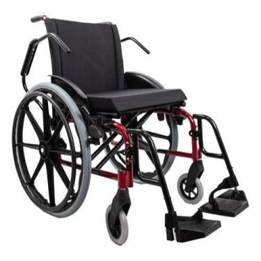 Imagem de Cadeira De Rodas Ke Ortobras Original Com Almofada Dobrável, Vermelho,