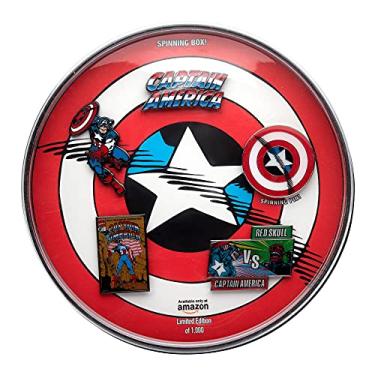 Imagem de Marvel Studios: Captain America 80th Classic Metal-Based with Enamel 5 Lapel Pin Set. Comes in an Officially Licensed Spinning 16cm Circular Window Box. (Amazon Exclusive)