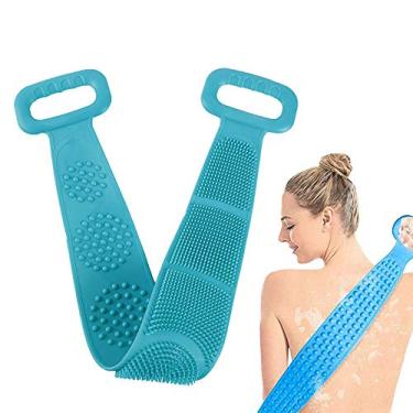 Imagem de Esponja de silicone nas costas para chuveiro, alça de escova corporal de banho para limpeza das costas, alça de banho esfoliante, textura esfoliante, massagem confortável para chuveiro (verde)
