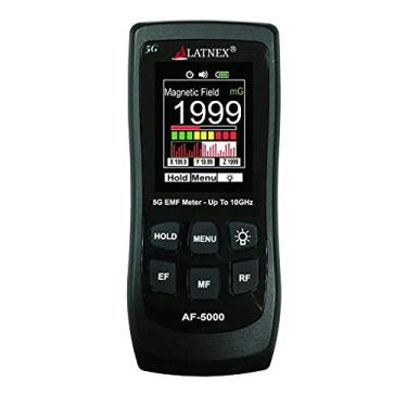 Imagem de LATNEX AF-5000 5G EMF Medidor RF Detector testador e leitor com certificado de calibração - testa e mede RF e microondas, campos magnéticos de 3 eixos Gauss ou Tesla e campos elétricos ELF