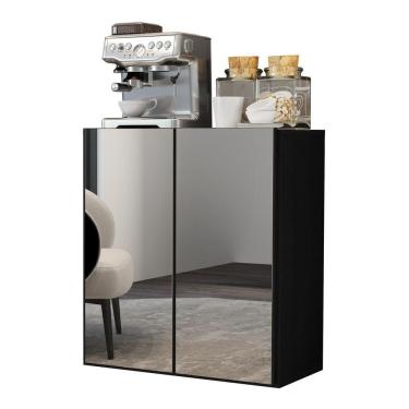 Imagem de Aparador Suspenso com Espelho Multimóveis Cantinho do Café com 2 Portas FG3612 Preto