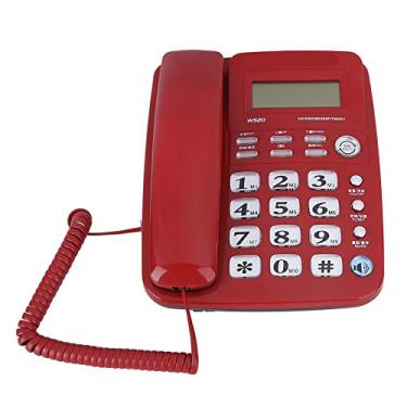 Imagem de V BESTLIFE Telefone fixo, telefone de identificação de chamadas de negócios doméstico para escritório doméstico com as mãos livres (vermelho)