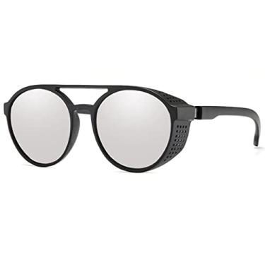 Imagem de Óculos de sol de Steampunk Masculino Design Retrô Redondo Vintage Uv400 (Prata)