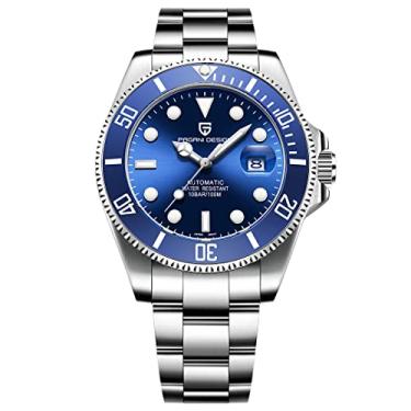 Imagem de BY BENYAR Relógio masculino clássico Pagani Design de aço inoxidável automático à prova d'água, Azul