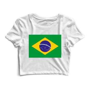 Imagem de Blusa Cropped Blusinha Camiseta Feminina Bandeira Do Brasil - Goup Sup