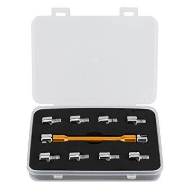 Imagem de aqxreight - Chave inglesa de raios, alumínio ajustável e ferro 10 tamanhos de bicos de raio intercambiáveis com caixa de embalagem (dourada)