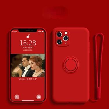 Imagem de Capa de suporte de anel magnético de silicone líquido de luxo para Samsung Galaxy S22 Ultra Plus S21 S20 FE A52S A52 A72 A51 Note 20 10 Cover, vermelho, para Note 10 Plus