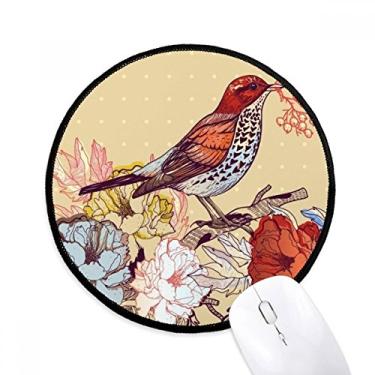 Imagem de DIYthinker Ramo de pássaros flores frutas tapete de mouse desktop escritório tapete redondo para computador