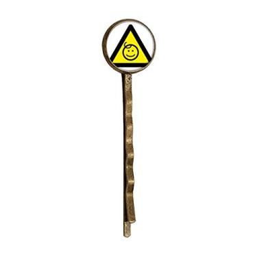 Imagem de Chapéu com símbolo de aviso amarelo e preto infantil triângulo protegido retrô de metal para cabelo