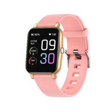 Imagem de SZAMBIT Competivel para apple huawei xiaomi smartwatch esportes rastreador sono monitor de freqüência cardíaca pulso fitness pulseira relógio inteligente masculino feminino (Rosa)