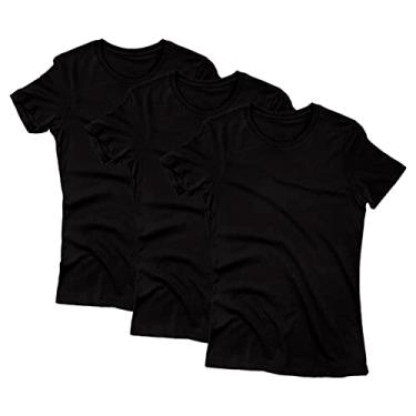 Imagem de Kit 3 Camisetas Feminina Poliéster Básica Camisa Blusa Treino Academia Esporte, Tamanho G