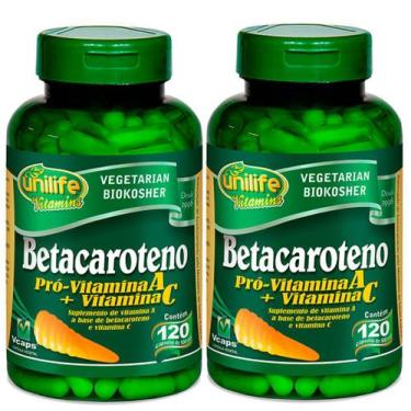Imagem de Kit 2 Betacaroteno Pró - Vitamina A + C - Unilife 120 Cápsulas - Unili