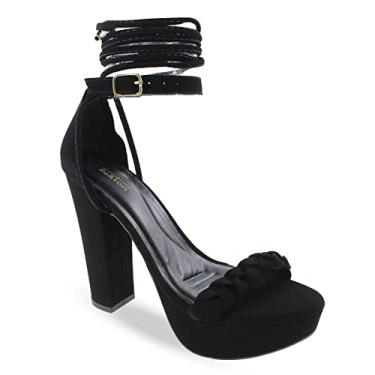 Imagem de Sandália Re&Ton Salto Grosso Meia Pata Feminina MP6 Cor:Preto;Tamanho:35